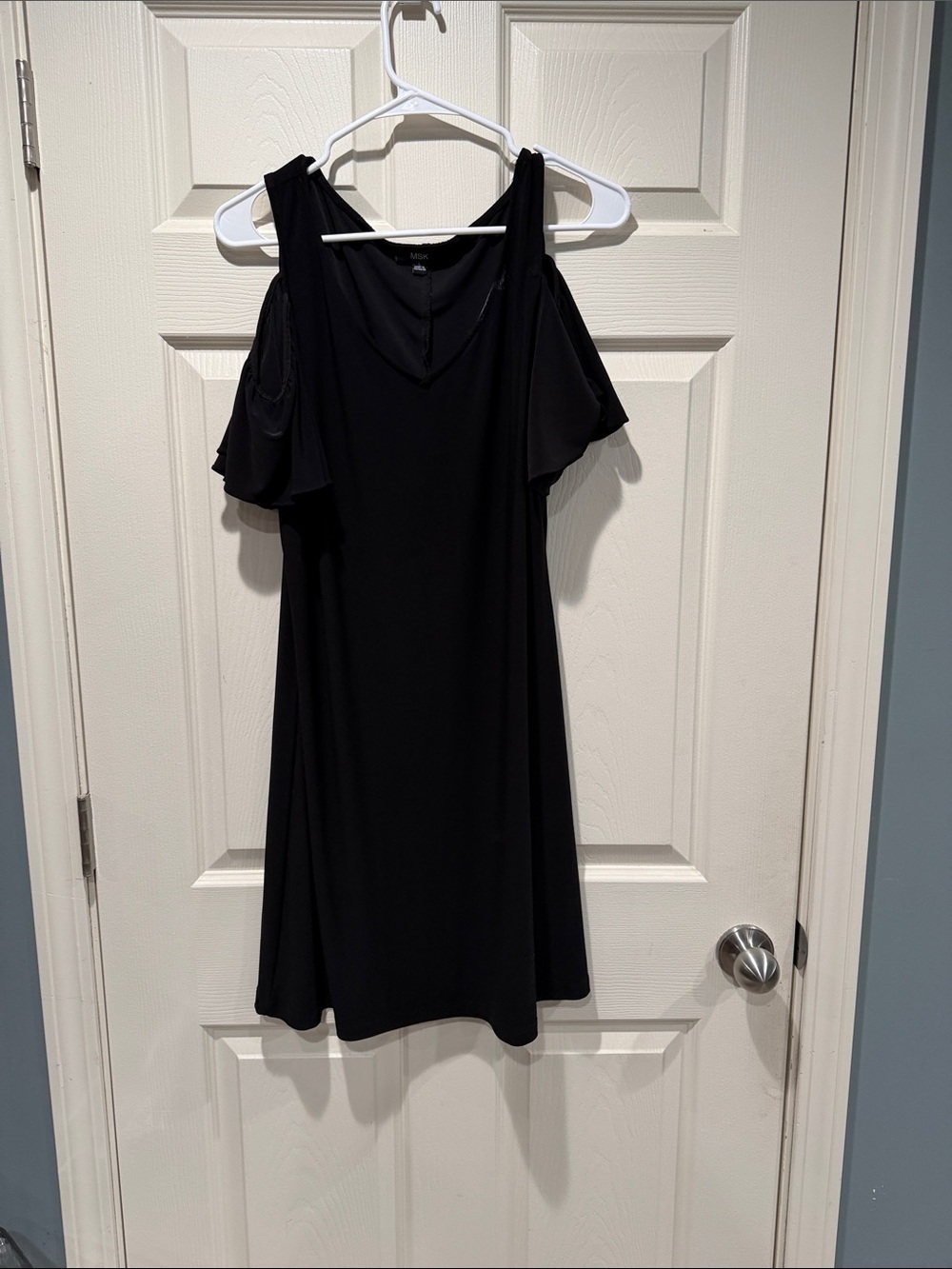 Black Cold-Shoulder Women's Dress with Flutter Sleeves